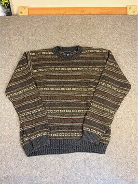 Vintage Grant Thomas Sweater Mens XL Pullover Striped Grandpa Knit 90s